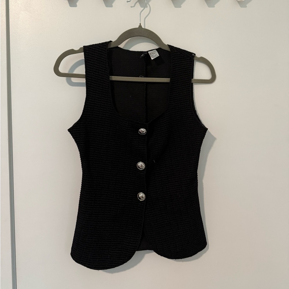 H&M Black Button Down Sleeveless Top